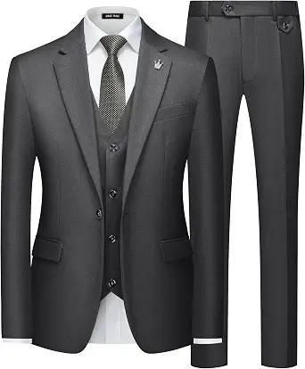 MAGE MALE Men's Slim Fit 3-Piece Suit Tuxedo Set with Tie