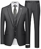 Mens Suits Slim Fit 3 Piece Tuxedo Suit One Button Solid Prom Wedding Party Blazer Vest Pants Set with Tie