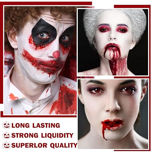 Miniatura 3 de Crema de sangre falsa realista, lavable, sangre falsa para ropa, boca y ojos, disfraz de payaso vampiro de Halloween, disfraz de payaso de vampiro,