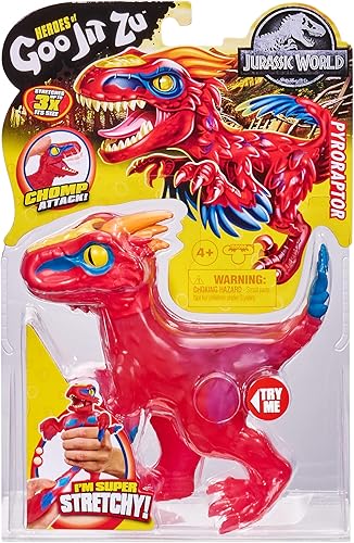Miniatura 2 de Heroes of Goo JIT Zu - Juguete de mundo Jurásico con licencia, Chomp Attack, Piroraptor elástico.