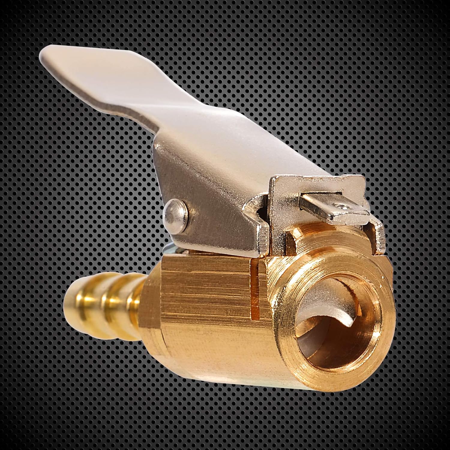 Toolwiz Tire Chuck 2 pcs Air Chuck 1/4 Inch Brass Tyre Valve Air Pump Clip Tire Inflator Open Flow Straight Lock-on Air Compressor Hose End with Barb Connector for Hose Repair : Automotive