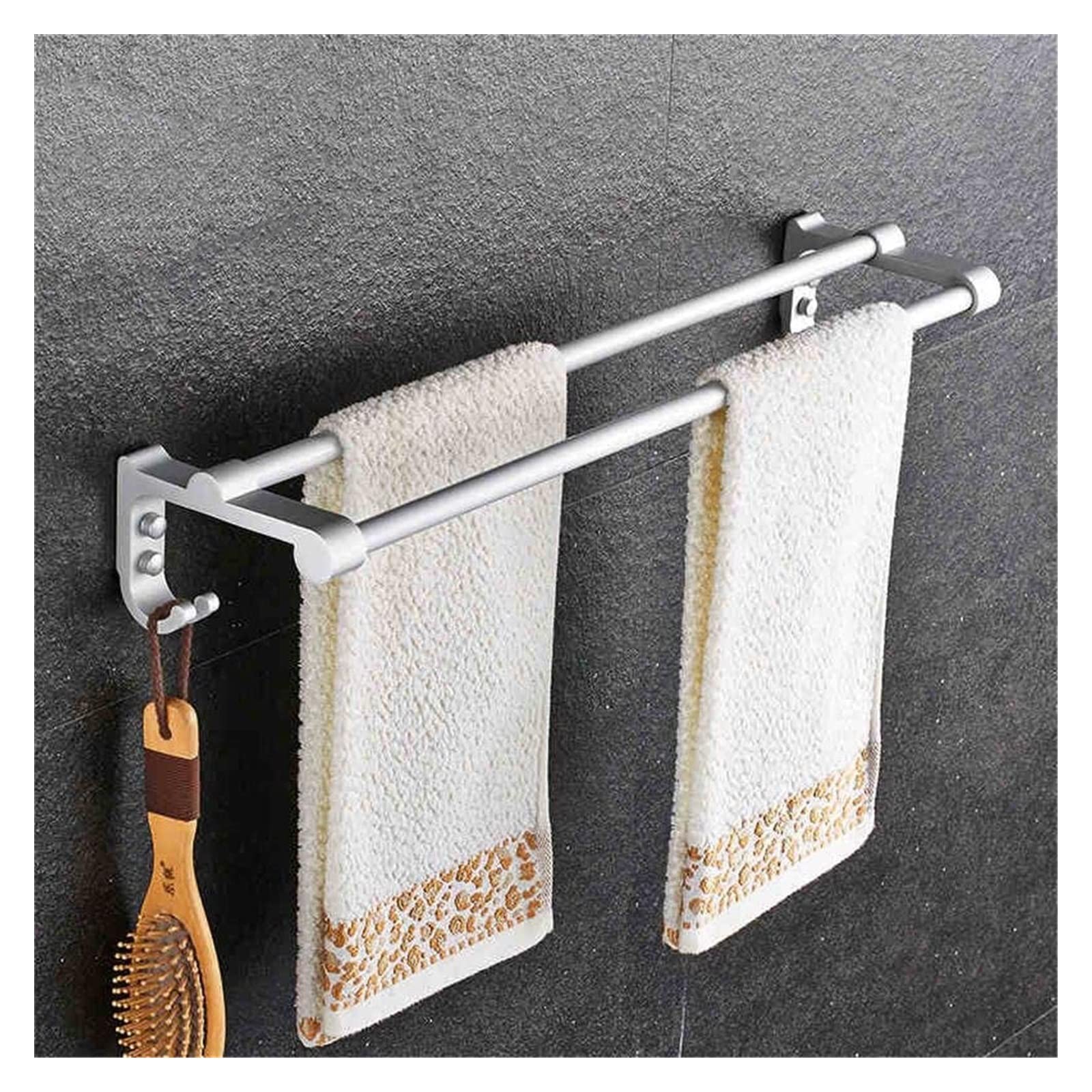 Porte-serviettes double en aluminium 40 cm pour salle de bain