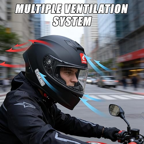 Miniatura 7 de Casco de motocicleta con visera completa, casco de cara completa con visera doble para hombres, mujeres y adultos con protector solar ahumado,