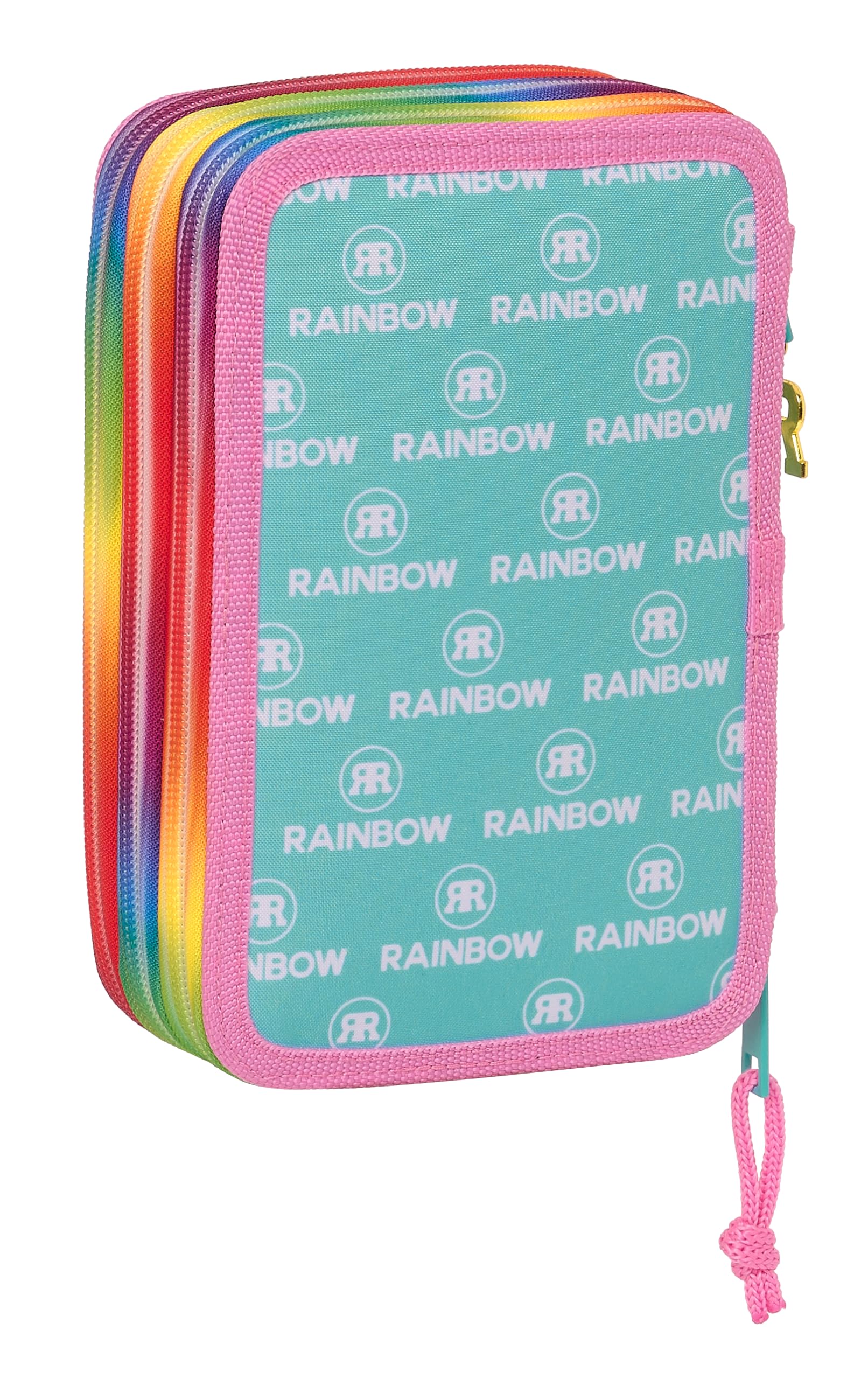 Safta Rainbow High Paradise - Astuccio scuola con 36 utili inclusi, astuccio per bambini, ideale per bambini dai 5 ai 14 anni, versatile, resistenza, 12,5 x 5,5 x 19,5 cm, colore: turchese, turchese,