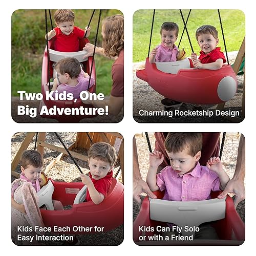 Miniatura 2 de Step2 Columpio de cohete para dos, columpio al aire libre para bebés, cuerda resistente a la intemperie, se fija al juego, para niños pequeños de 9