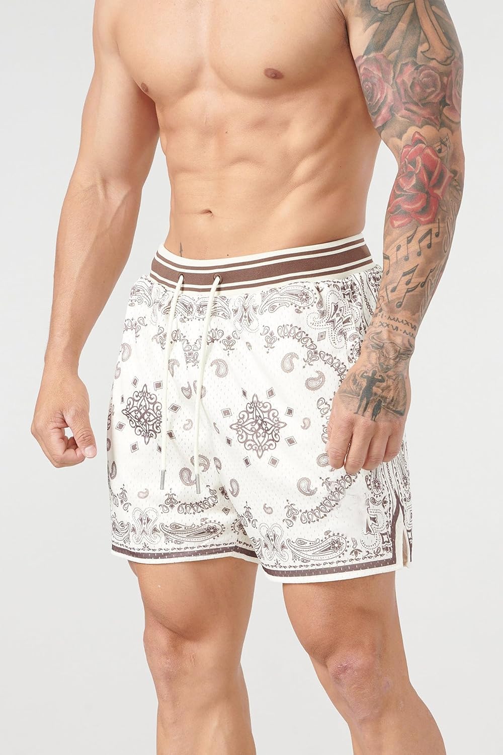 DIOTSR Mens Graphic Shorts Boho Paisley Shorts Athletic Basketball Bandana Shorts Running Streetwear Drawstring Waist