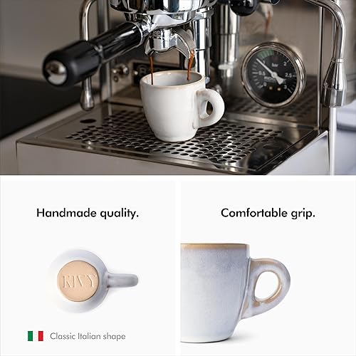 Miniatura 3 de KIVY Juego de 4 tazas de espresso de 3 onzas  Tazas y platillos de espresso de estilo italiano  Juego de tazas de espresso de cerámica  Juego de 4