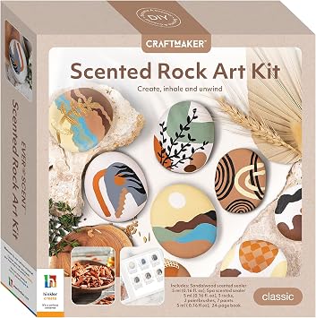 Craft Maker Scented Rock Art Kit - DIY Rock Painting for Adults, All-in-1 Kit, Spa & Sandalwood Scented Sealers, Unique Easy-to-Follow Projects