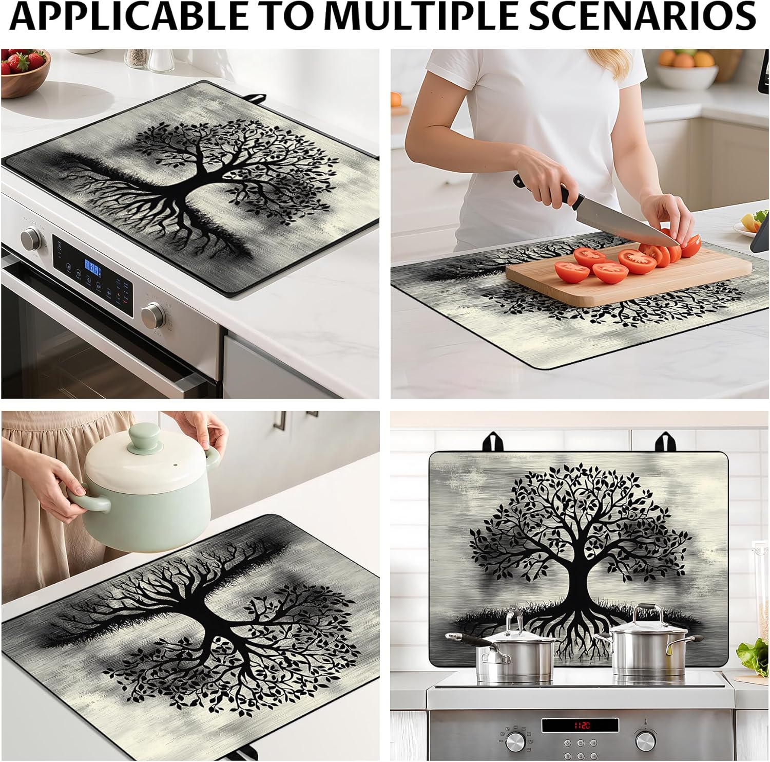 Stove Top Cover for Electric Stove 28"x20", Cooktop Glass Stove Top Covers Washable Decorative Stove Protector Mat for Home Kitchen Cooktops