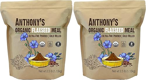 Miniatura 7 de Anthony's Harina de linaza orgánica, 2.5 libras, sin gluten, polvo molido ultrafino, molido en frío, apto para dieta keto