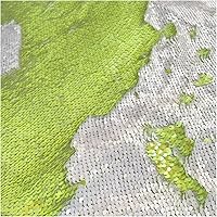 Vista 30 de LQIAO - Tela de lentejuelas de The Yard Reversible Auqa a Gold - Tela abatible de malla de sirena con purpurina de lino para vestido de boda, mesa