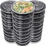 [60 Pack] Meal Prep Containers with Lids | Microwavable Dishwasher & Freezer Safe | Reusable Stackable Lunch Containers | 24oz | Bento Boxes | Food Storage Containers BPA Free