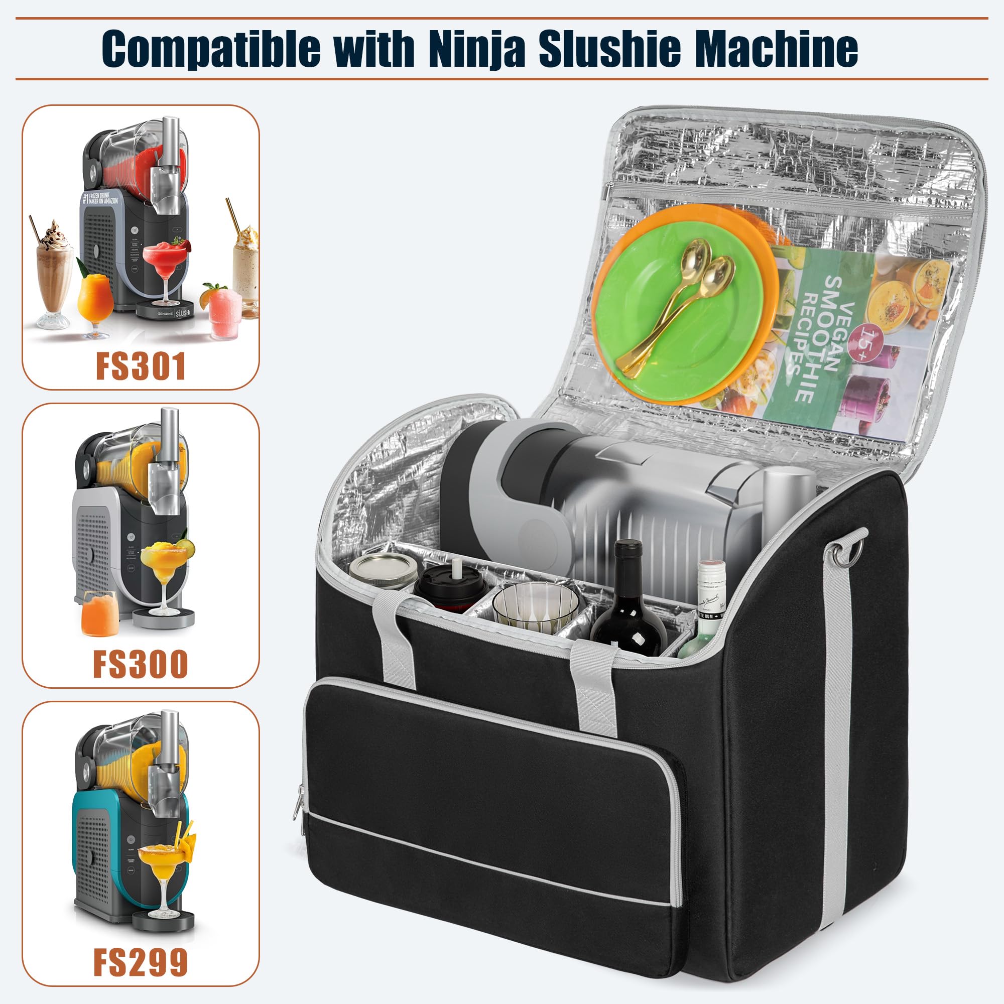 Yarwo Bolsa Transporte para Ninja Granizados con Divisores | Impermeable con Divisores Ajustables y Base Reforzada, Acolchado para FS301, FS300 y FS299, Transporte para Electrodomesticos