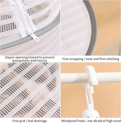 Miniatura 4 de PRTECY Rejilla de secado de hierbas, red plegable de malla con cremallera, red de secado de alimentos para secar suéter para secar semillas,