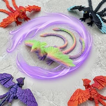 9.25 INCH 3D Printed Phoenix Bird Toy - Articulated Wings & Tail, Poseable Desk Pet Decor, Multicolor Flexible 3D Printed Animals Toys with Random Eye Colors (Black)