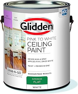 Glidden Grab-N-Go Pink to White Ceiling paint, 1 Gallon, Flat, White