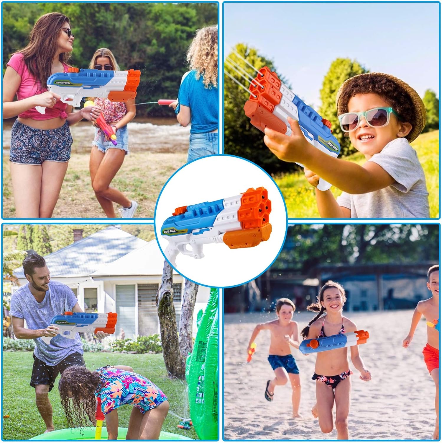 Bukm Water Guns for Kids, 2 Pack Super Squirt Guns Water Soaker Blaster 1150CC 4 Nozzles Toys Gifts for Boys Girls Children Adult Outdoor Swimming Pool Beach Sand Children's Day (2 Pack Water Guns) : Toys & Games