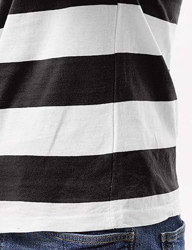 Miniatura 7 de Camiseta ancha a rayas para hombre, camiseta marinera, color rojo, blanco, negro, azul marino, rayas básicas, Azul marino, blanco