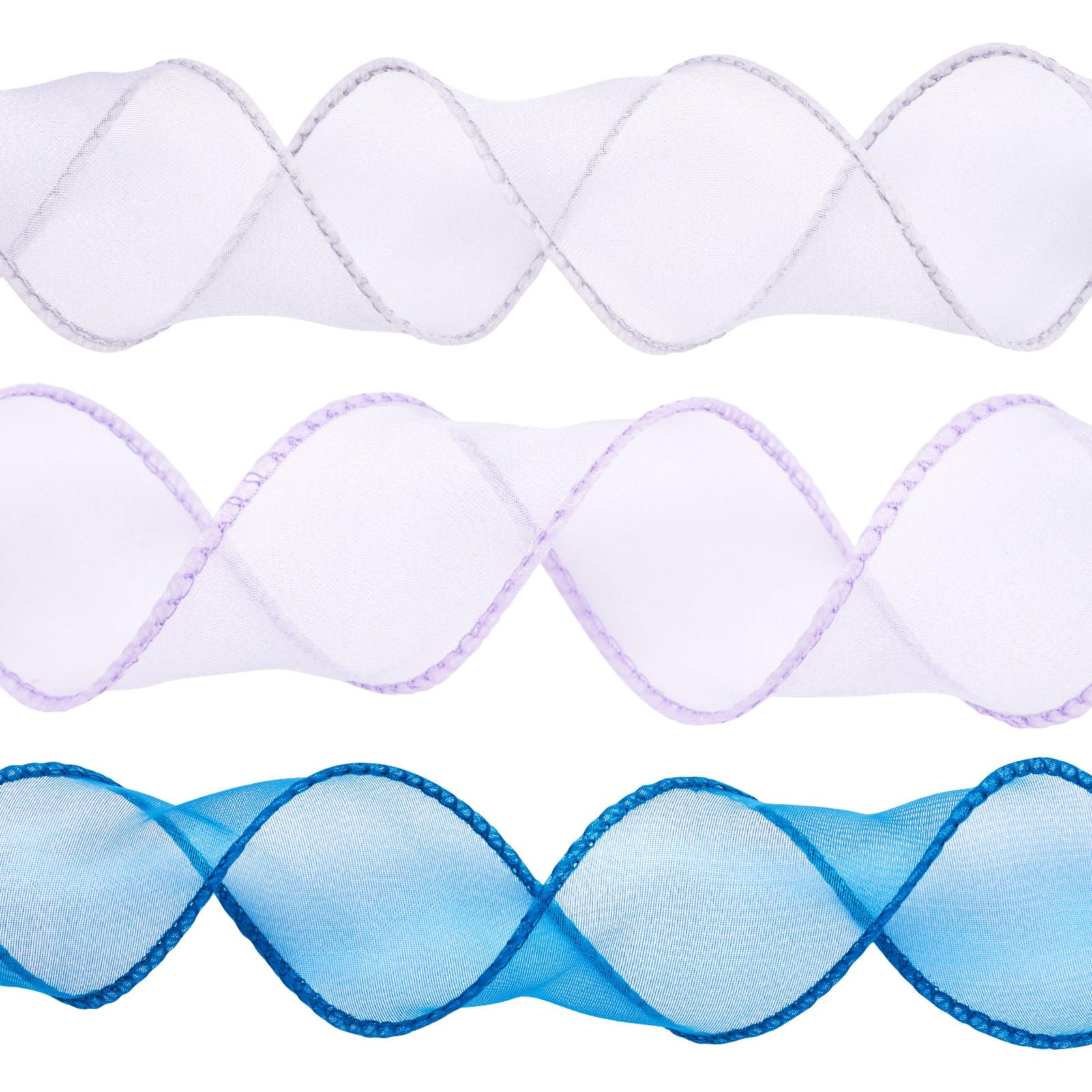 Beadthoven 3 Rolls Polycotton Ribbon 40mm Organza Chiffon Ribbon for DIY Crafts Bowknot Wedding Bouquet Wrapping Wreaths Decoration - Image 2
