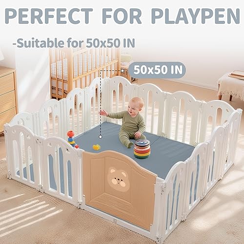 Miniatura 3 de Alfombrillas plegables de juego para bebé, de piel vegana, de 1.5 pulgadas, extra gruesa, para niños, para corralito, impermeable, para viajes, con