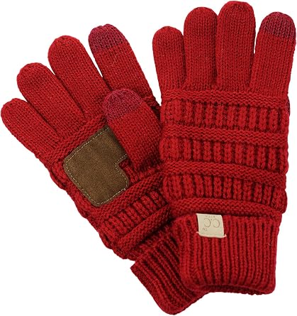 C.C. Kids' Children's Cable Knit Warm Anti-Slip Touchscreen Texting Gloves