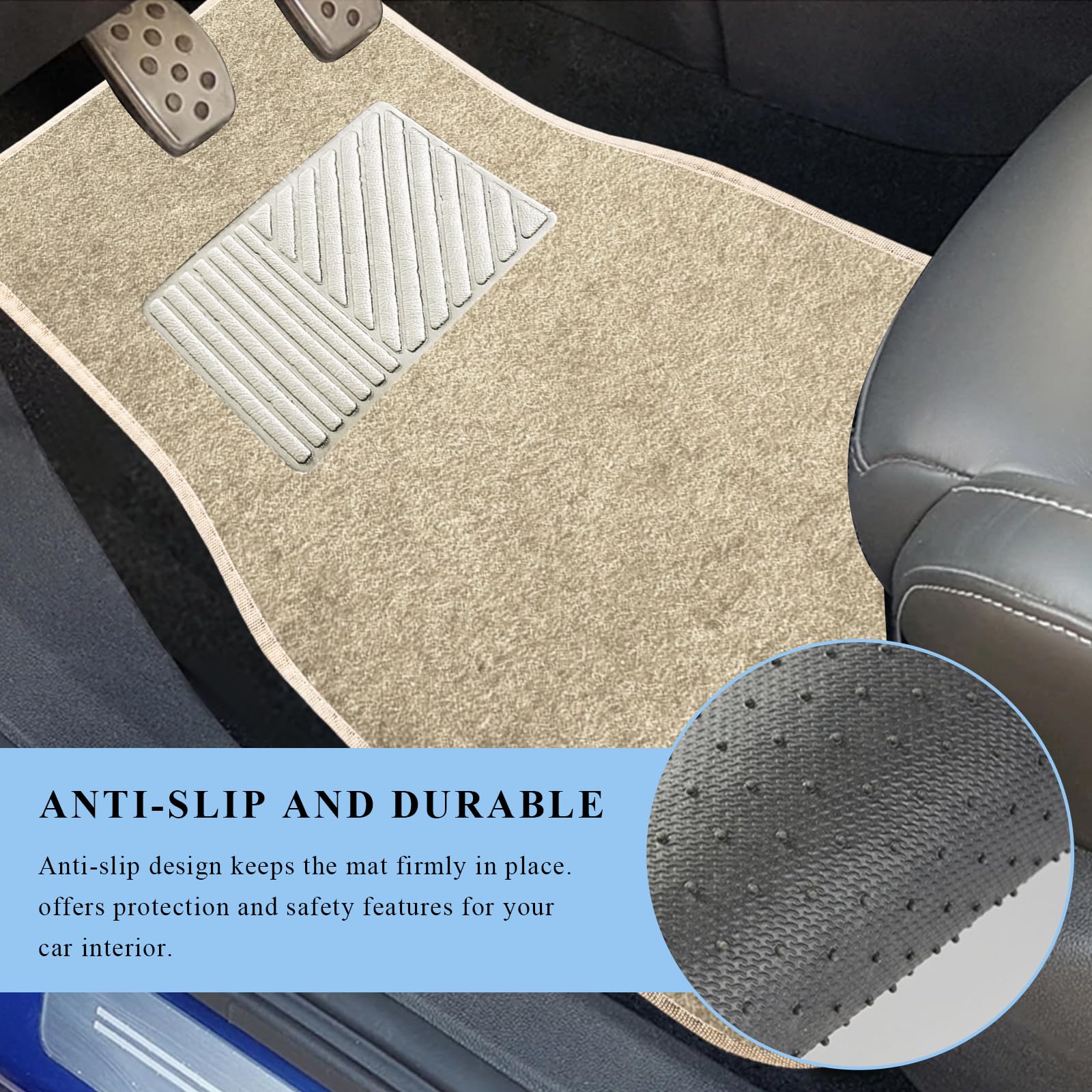 4PCS Car Floor Mats Waterproof Non-Slip Car Floor Liners with Safety Heel Pad All-Weather Wear-Resistant Mats Heavy Duty — view 4