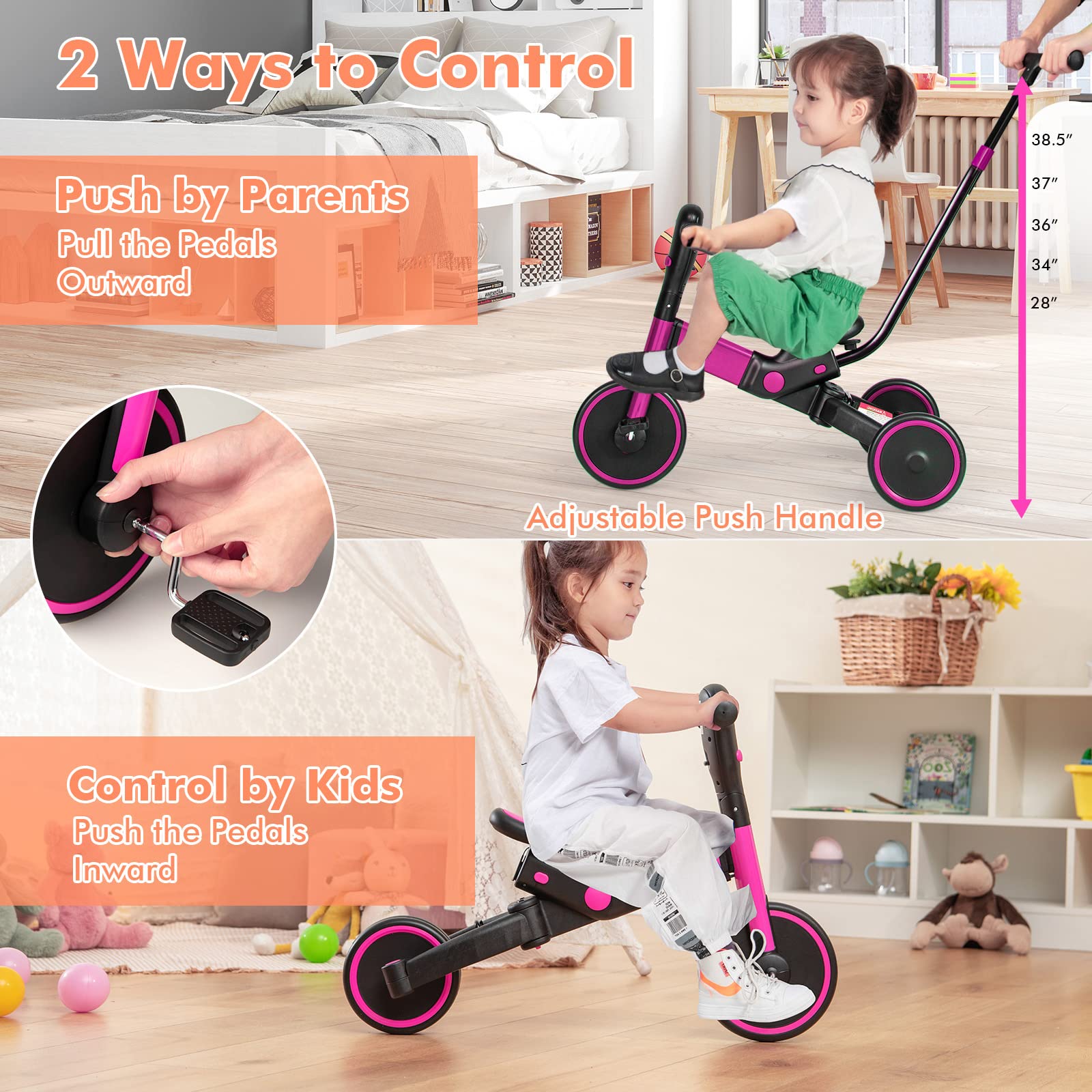RIANJOY 手押し付き三輪車 Amazon.co.jp: besrey 三輪車 子供用三輪車 折りたたみ かじとり