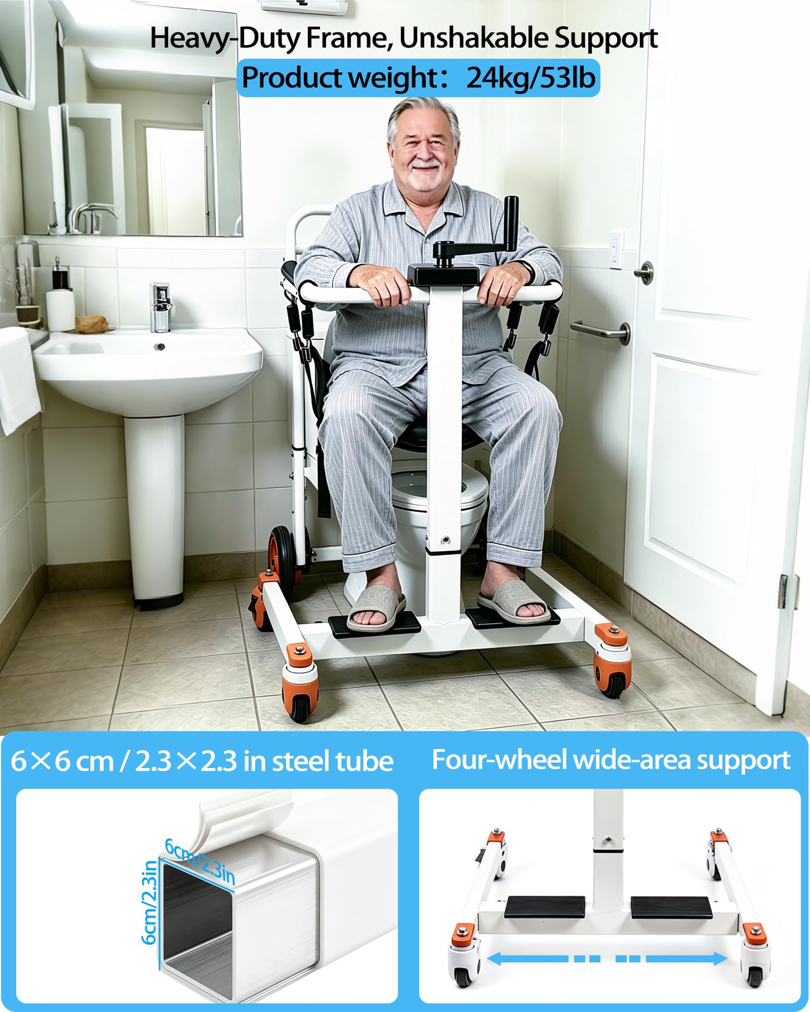 Sollevatore Portatile per Pazienti, Sollevatore per Disabili, Sollevatori per Pazienti per Uso Domestico, Sollevatore Multifunzionale per Trasferimento Paziente per Anziani