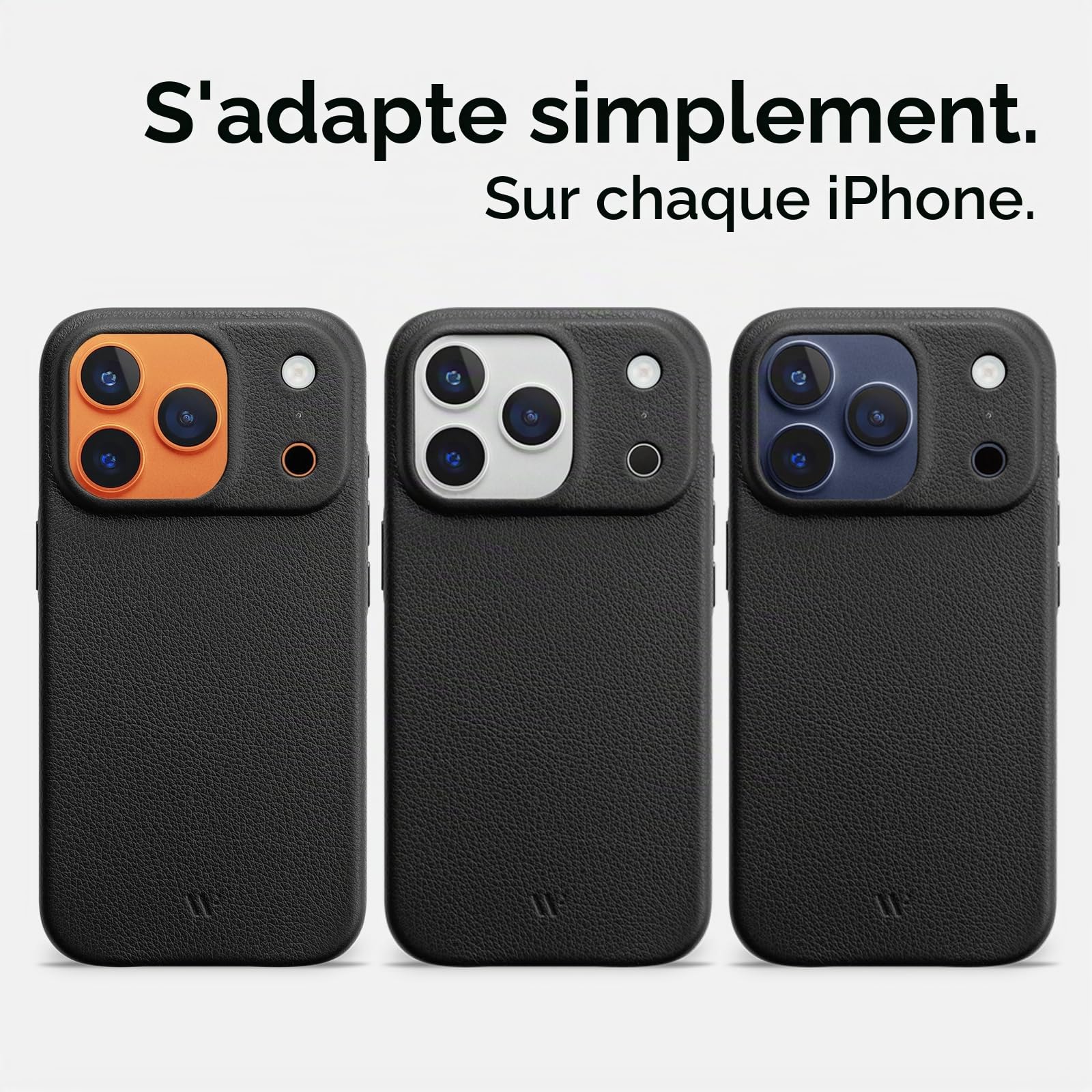 WIIUKA Étui pour iPhone 17 Pro, cuir fabriqué en Allemagne, étui en cuir ultra fin, étui premium, Qi, skiin, Noir