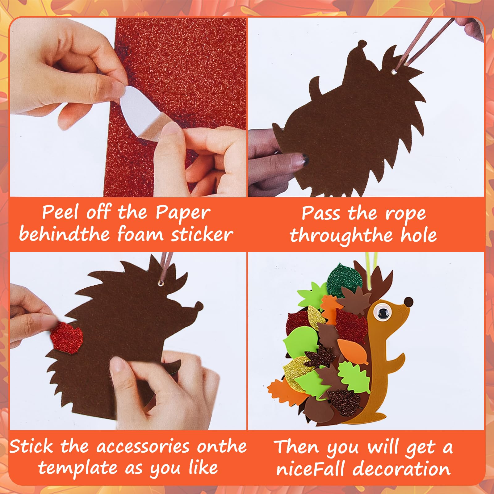 LIVESTN Kit Artigianato Autunnale Feltro Bambini, Gufi e riccio in Feltro Set, Attività E Decorazioni Creative Autunnali, per Bambini Da Progettare E
