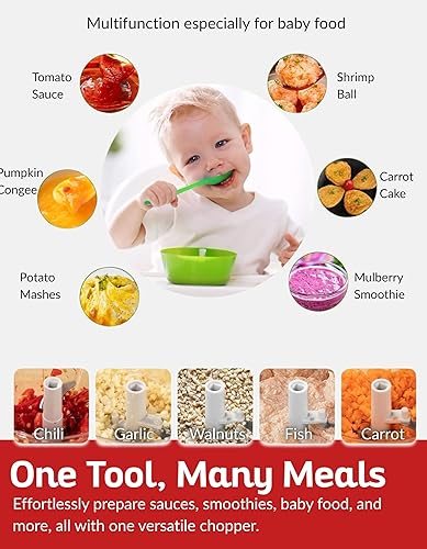 Miniatura 5 de Picador manual de 13.5 fl oz Picador de verduras de mano para cebolla, ajo, nueces, hierbas y preparación de ensaladas Procesador de alimentos