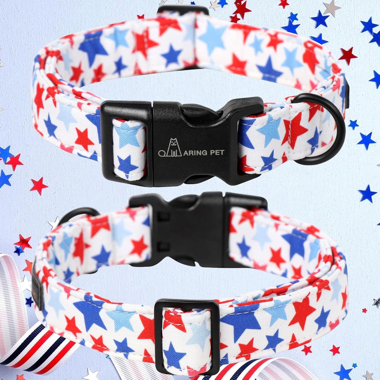 ARING PET 4th of July Collars for Dogs, Fourth of July Patriotic American Star Red White Blue Dog Collar for Puppy Small Medium Large Boy Girl Doggy-S image 2