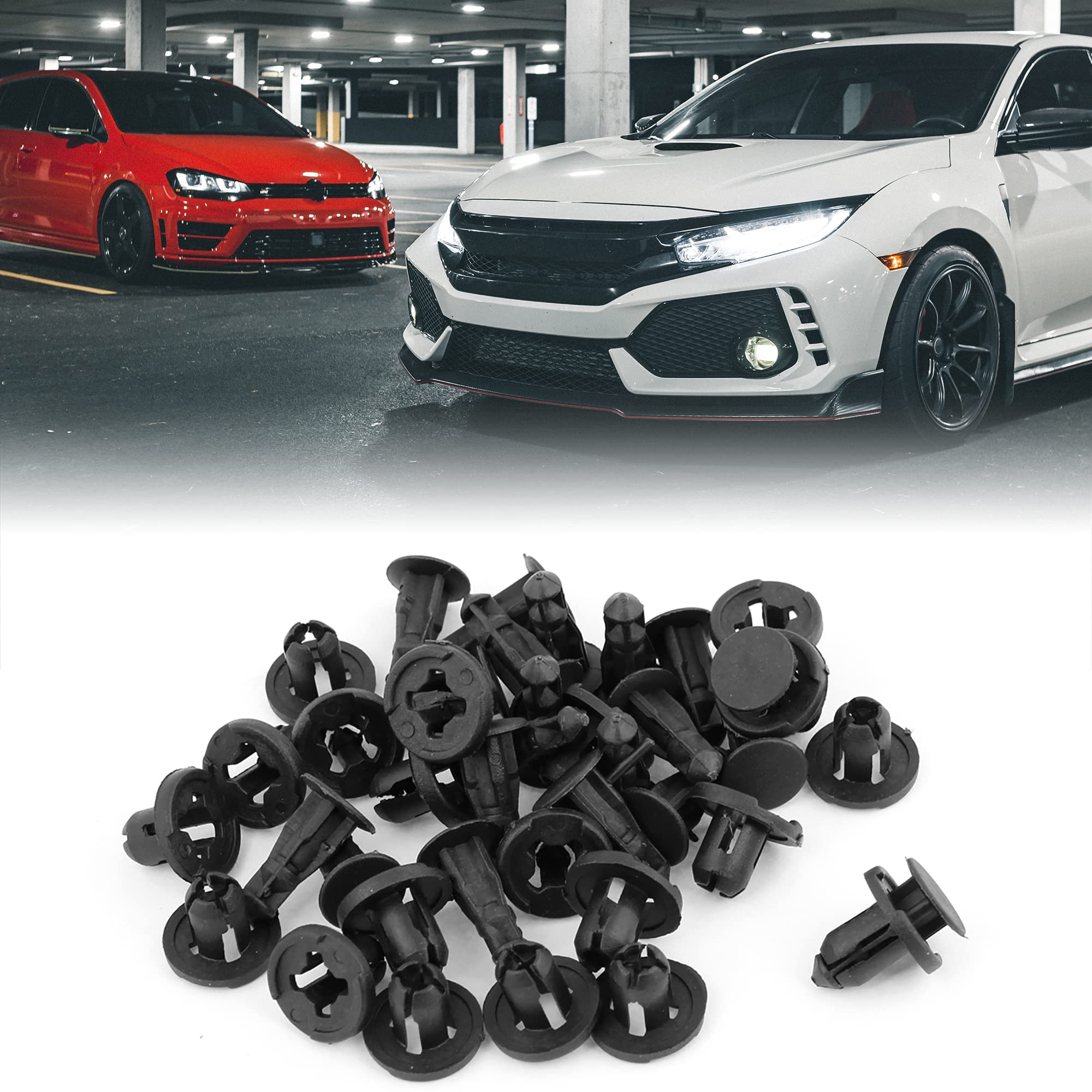 SOURCING MAP 20Pcs 5mm Diamètre Trou Noir Voiture Rivets