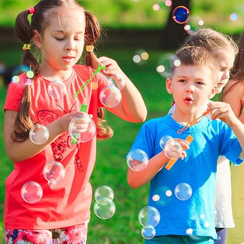 Miniatura 7 de Paquete de 48 burbujas para recuerdos de fiesta de niños, 5 colores, mini dinosaurio de cuatro agujeros, a granel con solución de recarga de