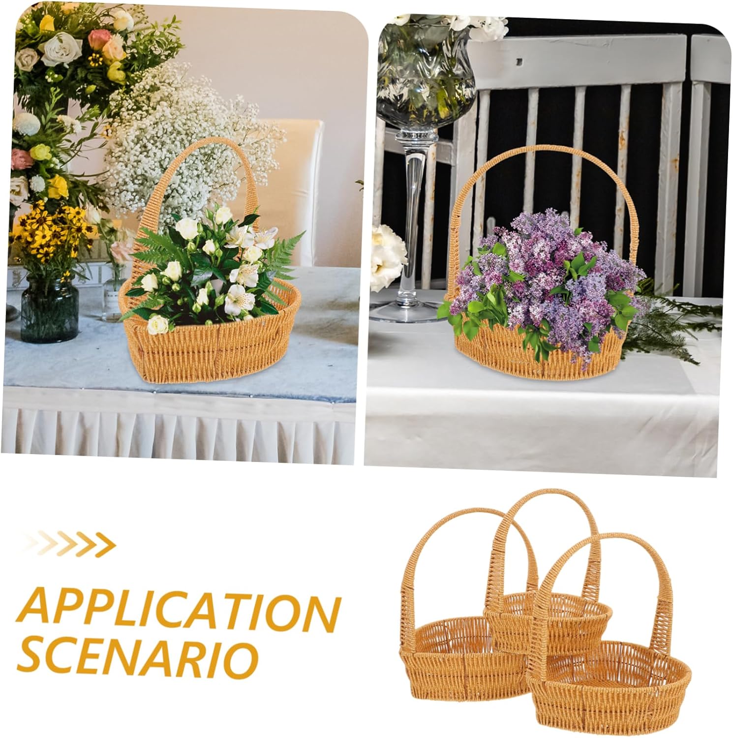 Alipis Heart-Shaped Woven Storage Basket Handle Handcrafted Rattan Flower Arrangement Basket for Decorative Storage for Flowers and Small Items
