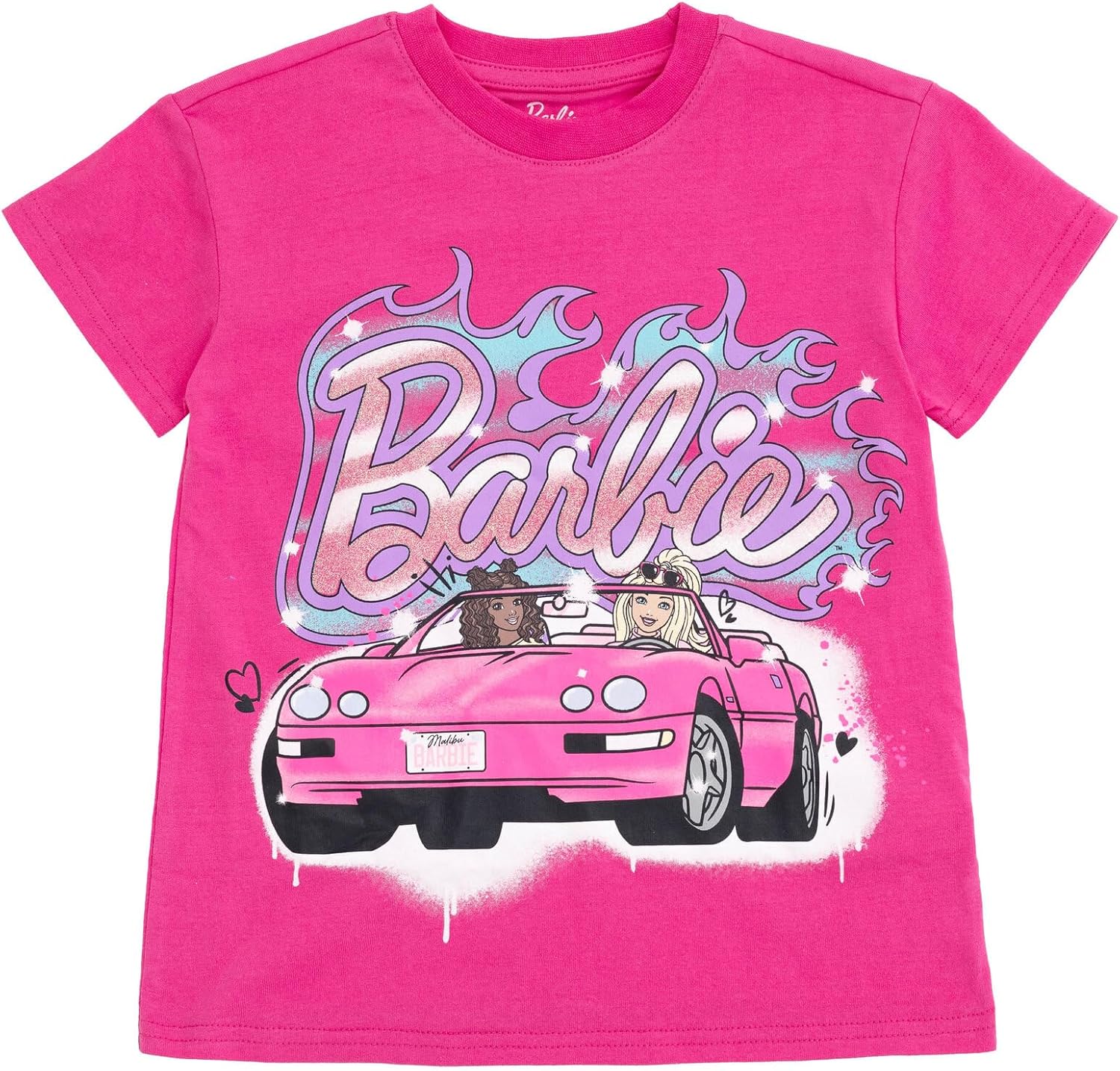 Barbie Girls Cropped Boxy T-Shirt and Bike Shorts Outfit Set Toddler to Big Kid Sizes (2T - 14-16) - Image 4
