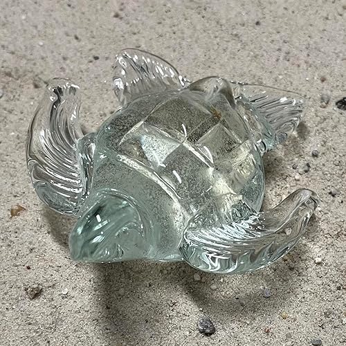 Miniatura 3 de Figura de cristal de tortuga marina de 4 pulgadas, escultura que brilla en la oscuridad, escultura náutica de playa, arte de capa de océano,