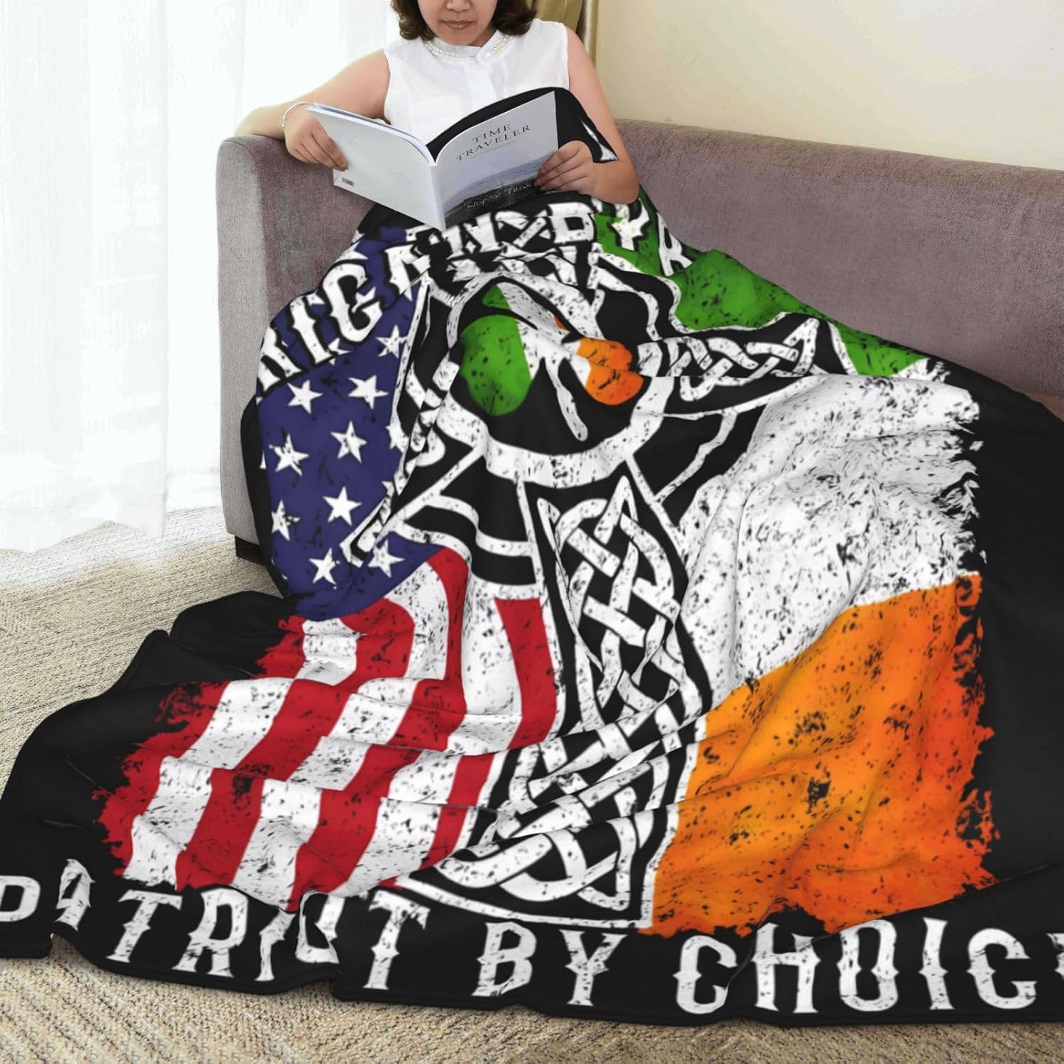 American Irish Cross Flag Ultra-Soft Micro Flannel Blanket Microfiber Throw Blankets All Seasons Warm Blanket for Bed Chair Couch Sofa Living Room Crib 60"X50"