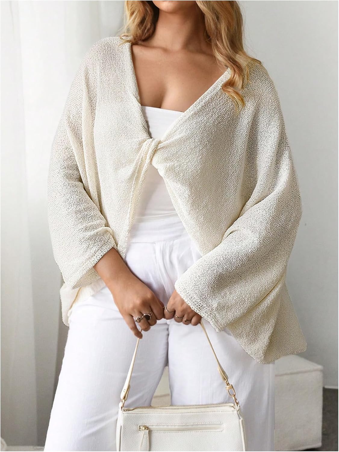 MakeMeChic Women's Plus Size Twisted V Neck Pullover Sweater Long Sleeve Lightweight Knit Top - Image 4