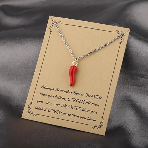 Miniatura 4 de FUSTMW Collar de chile rojo, regalos de chile para amantes del chile, regalos de chile rojo, joyería de chile pimienta, regalo para amantes de las
