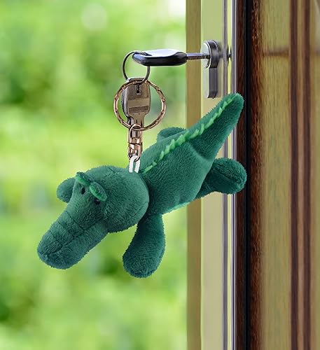 Miniatura 5 de Puzzled Llavero de peluche de cocodrilo, juguete de peluche suave con dije de cocodrilo verde, accesorio de juguete de peluche divertido, 4 pulgadas