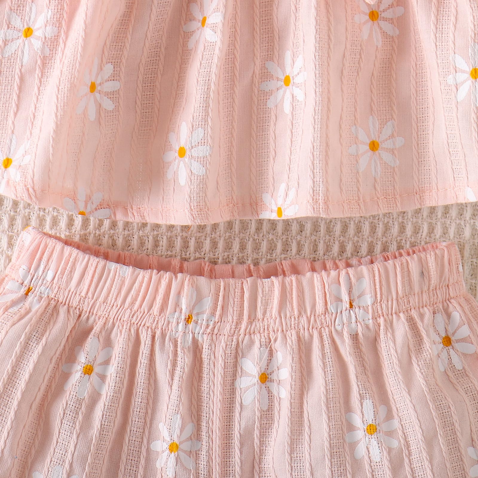 Ropa Verano Para Niña Linda Blusa con Volantes y Margaritas Pantalones Cortos Conjunto de Conjuntos Para Niña Pequeña - 4