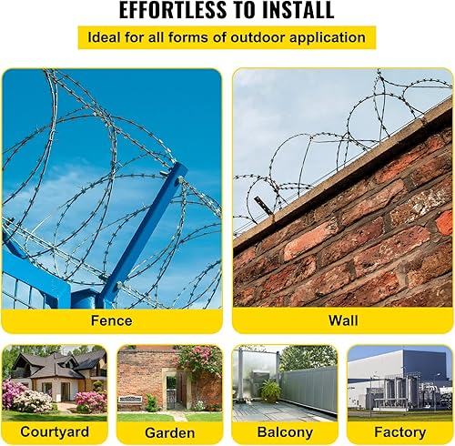 Miniatura 6 de VEVOR Alambres de maquinilla de afeitar, 98 pies de alambre de púas, 2 rollos de alambre de afeitar de esgrima cerca de maquinilla de afeitar,