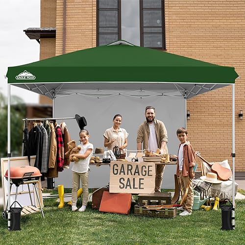 Miniatura 5 de EAGLE PEAK Toldo Emergente con 1 Pared Lateral, Carpa para Eventos de Fácil Instalación, Sombra Solar para Exteriores, Bolsa de Transporte con Verde