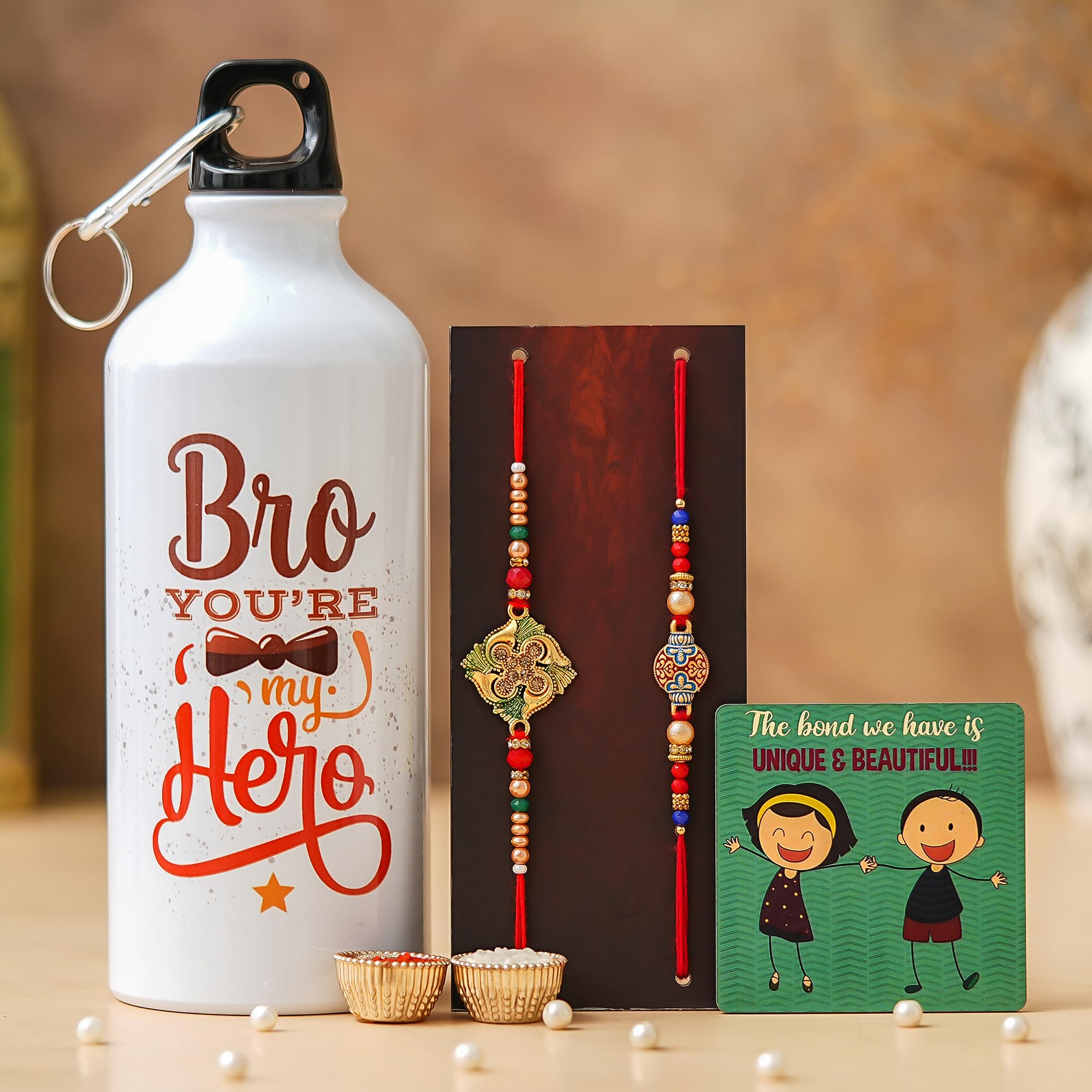 TONKWALAS Rakhi For Brother,2 Rakhi With Printed Sipper and Keychain Combo Set | 600 Ml Sipper with Keychain I Tilak Set and Greeting Card | Best Rakhi Gift For Brother (KSIP-3-C25-C6)-image-26