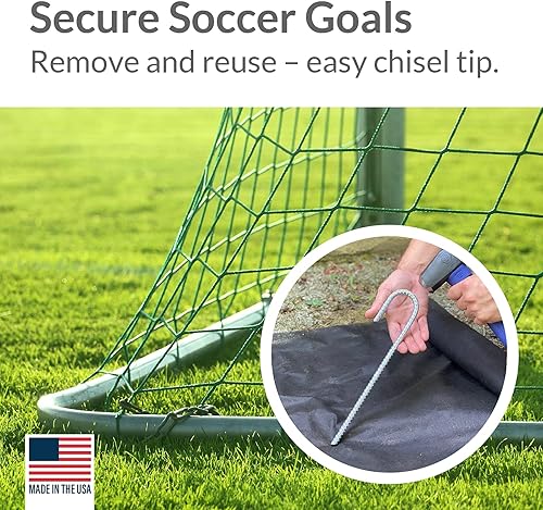 Miniatura 5 de Pinnacle Mercantile - Juego de estacas de refuerzo con extremo en forma de gancho, resistentes, acero inoxidable, 12 pulgadas, punta cincelada