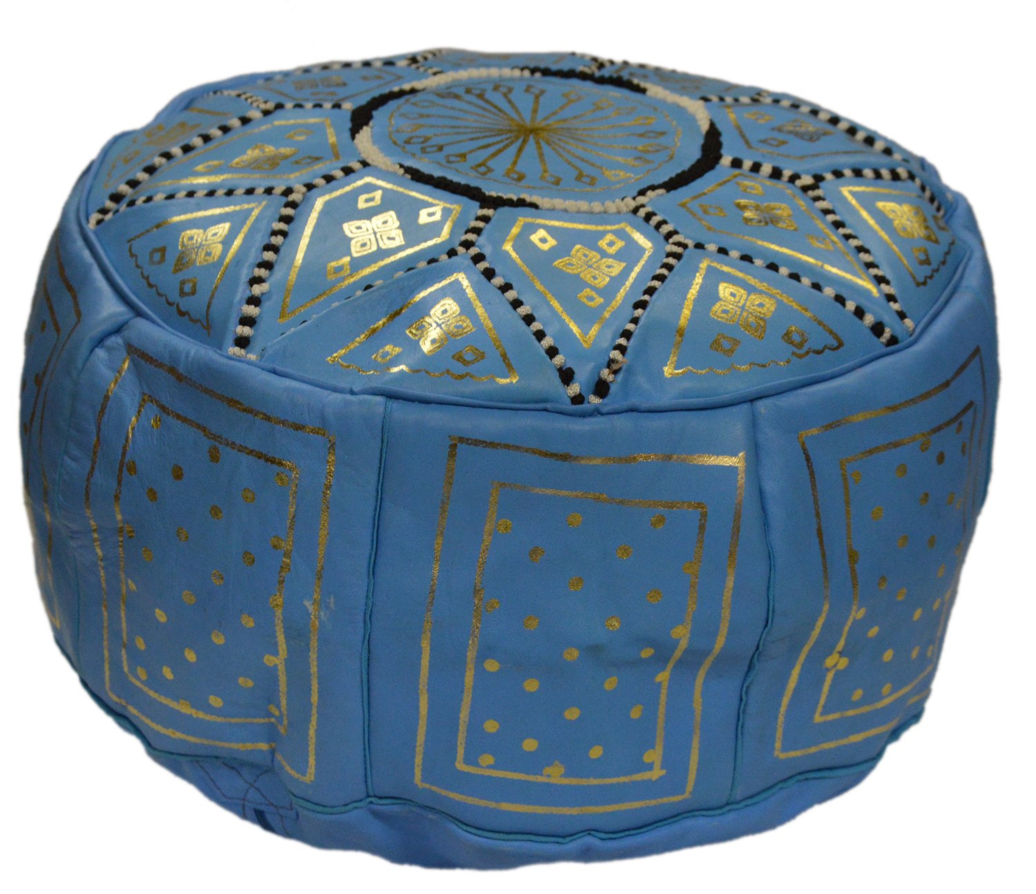 Treasures Of Morocco Moroccan Pouf Hand Made 100% Leather Ottoman Comfortable Round Design Foot Stool