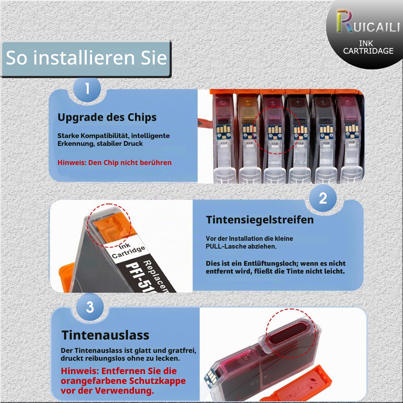 Pigmentdruckpatronen PFI5100 PFI-5100 PFI 5100, 10 Stück mit je 14,5 ml, insgesamt 145 ml, kompatibel mit Canon ImageProGRAF PRO-310