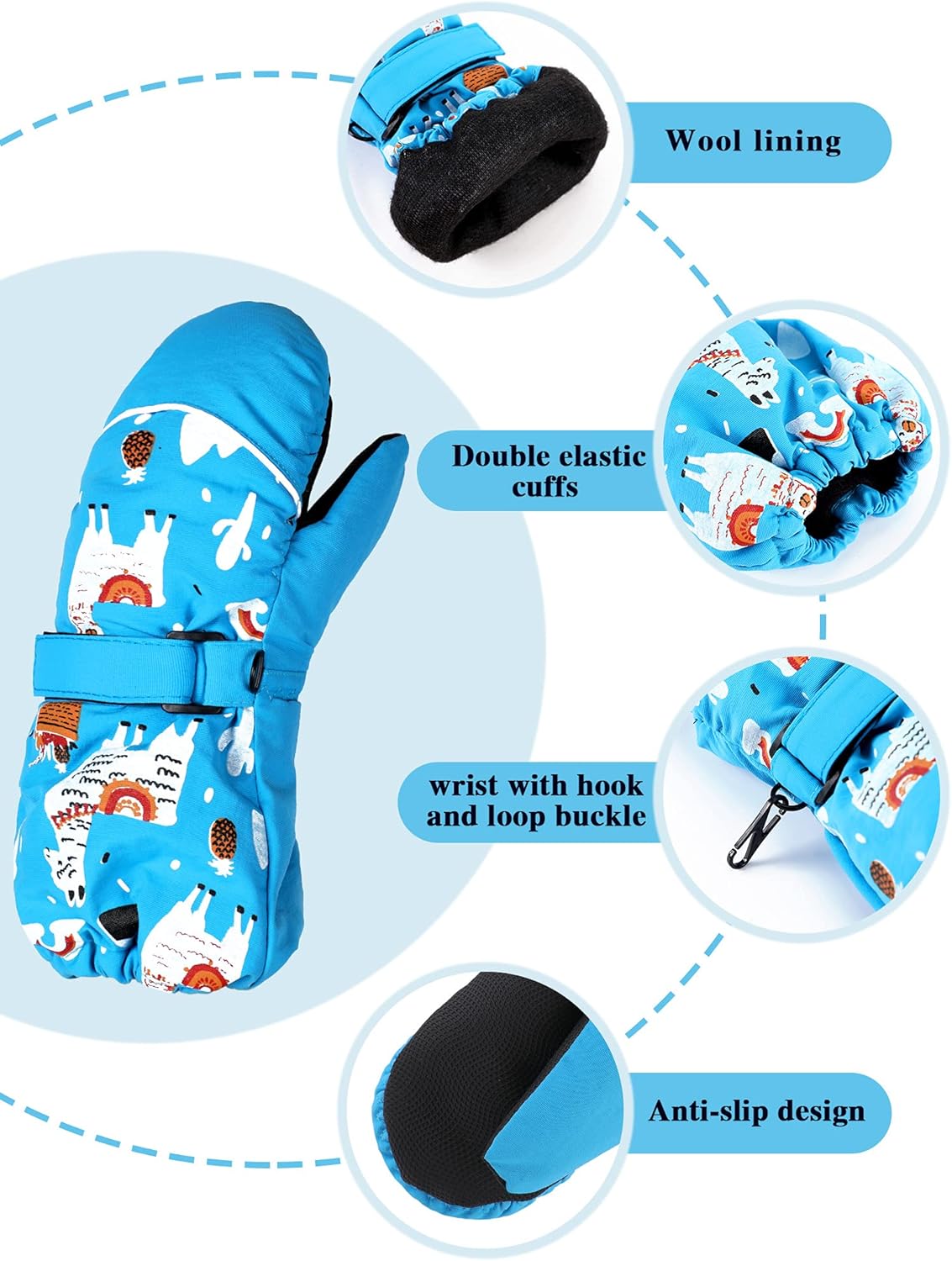 Kids Waterproof Mittens Gloves Winter Snow Ski Warm Mittens Glove for Boys Girls Toddler Outdoor Activities (Purple, Green, Peacock Blue,3-6 Years) : Clothing, Shoes & Jewelry