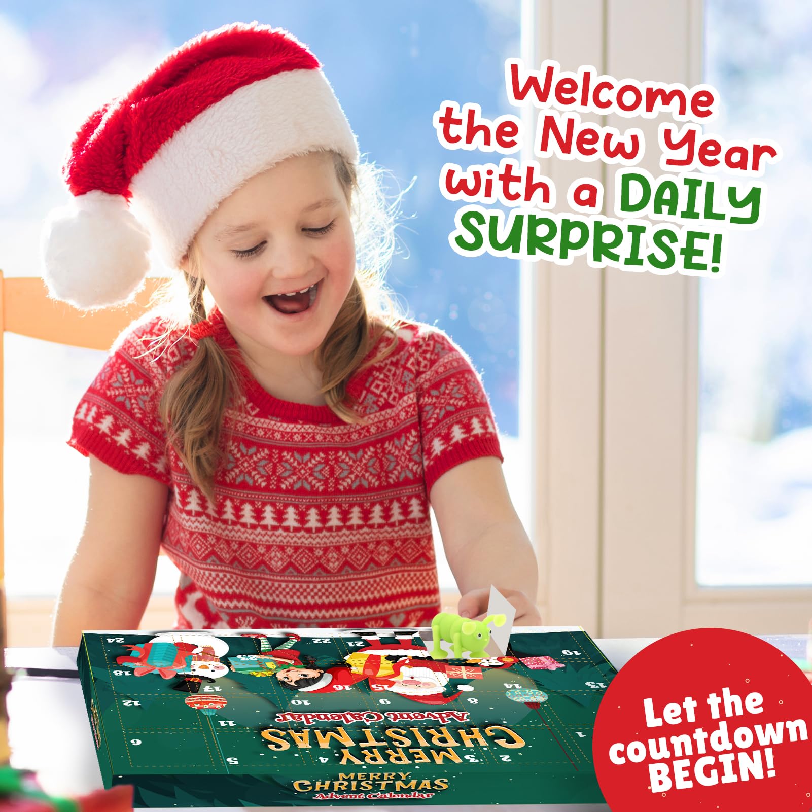 Imdroi Christmas Toys Advent Calendar 2025 - Fun Advent Calendar for Kids, Toddlers, Baby, Suction Bath Toys Small Gifts Countdown to Christmas Calendar